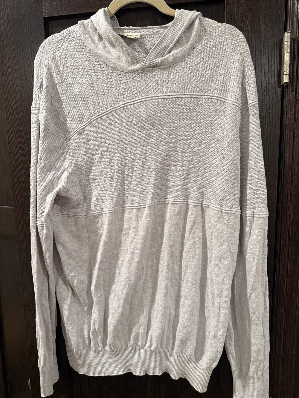 Men's Light Gray Crewneck Knit Sweater with Hood